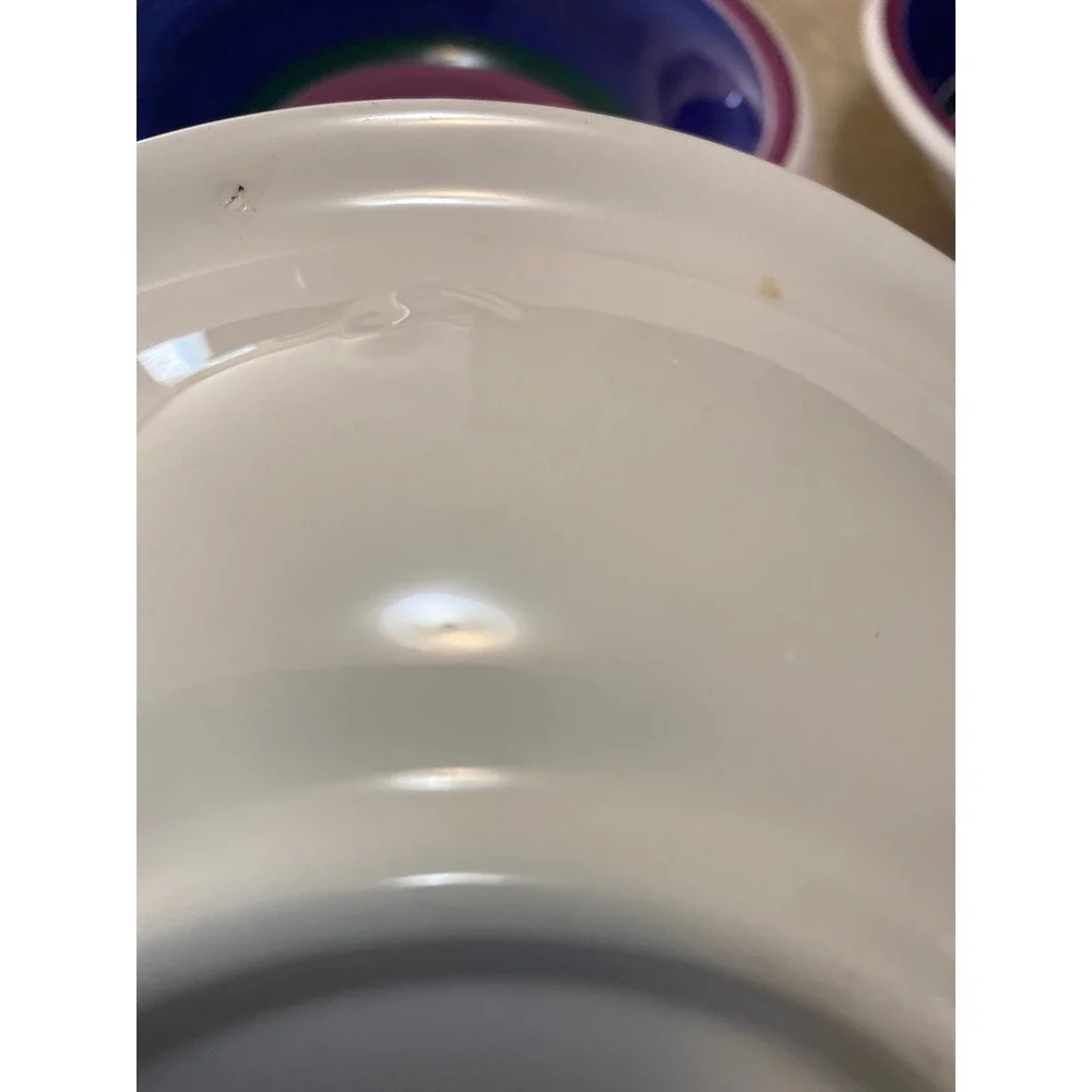 Furio Italy Hand Painted Ceramic Pasta Bowls Set of 4 Blue Purple Green 8.5
